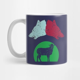 Hunter Wolves of Red and Blue Mug